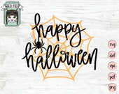 Happy Halloween SVG, Happy Halloween PNG, Spider Web SVG, Spiderweb svg, Halloween Clipart, Spider svg, Halloween png, Spiderweb png