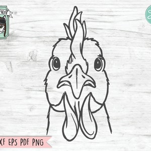 Fichier SVG poulet, visage de poulet, poulet coupé, fichier svg visage d'animal, poule svg, animal de la ferme, coq svg, fichier svg ferme