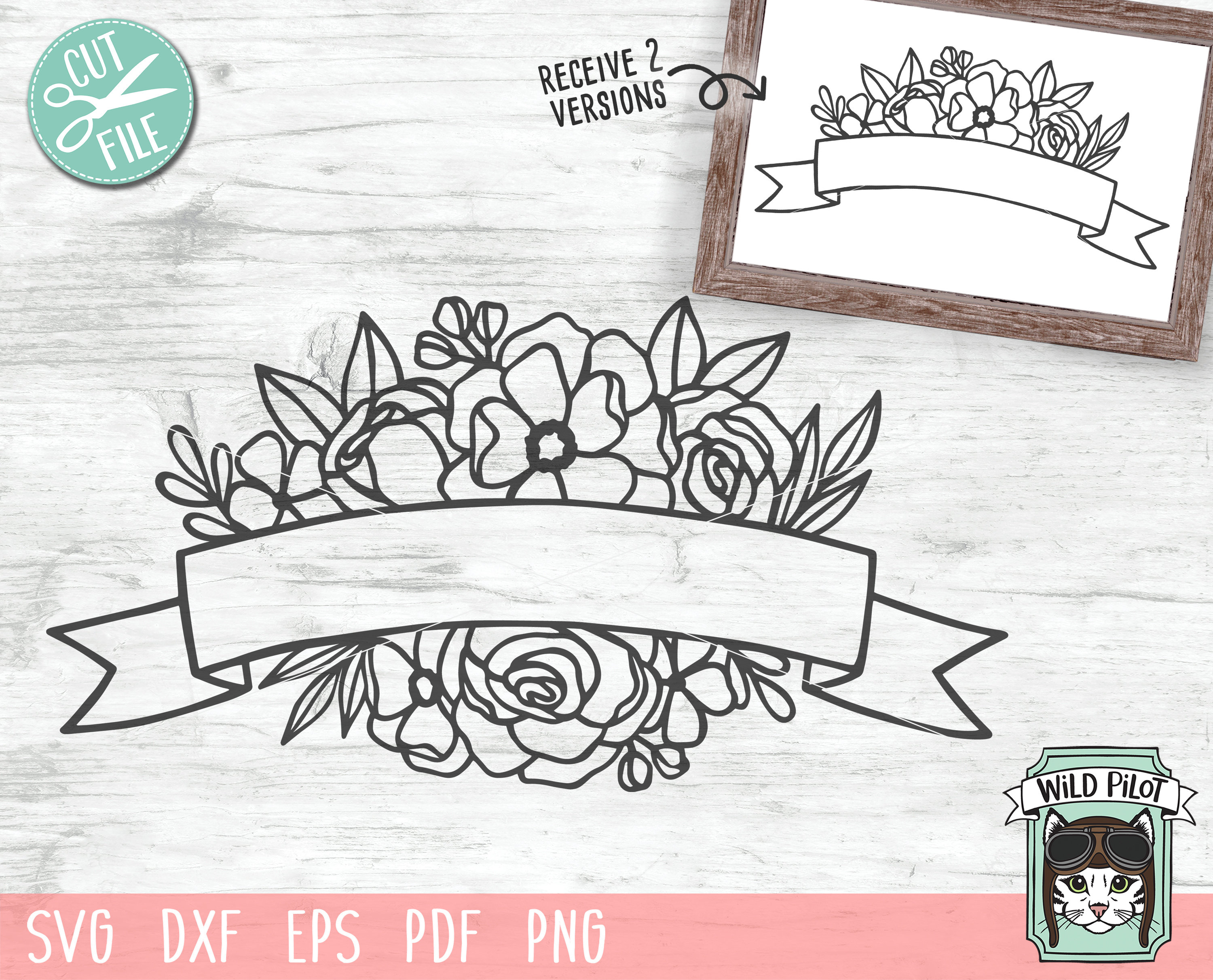 Download Ribbon Banner Floral Svg Flower Ribbon Border Svg Flower Etsy