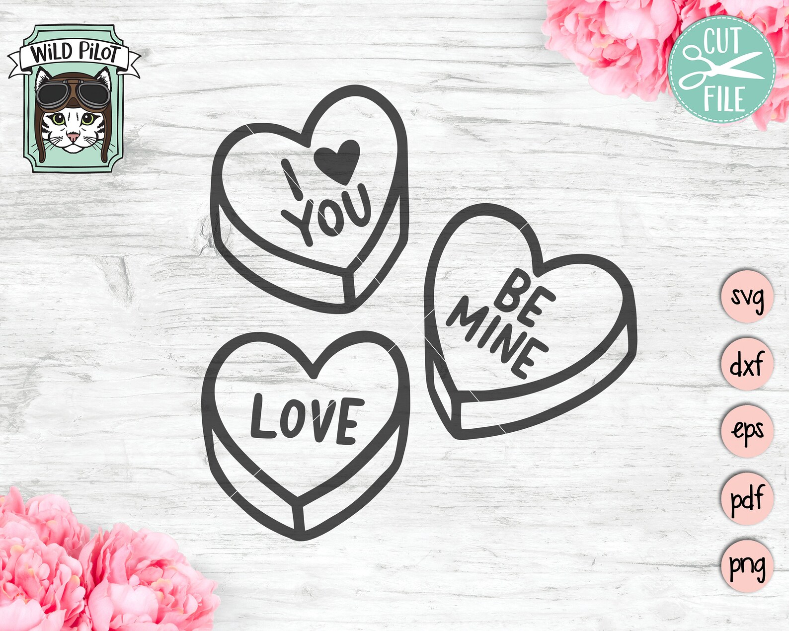 Valentines Day SVG File, Candy Hearts SVG File, Conversation Heart Svg ...