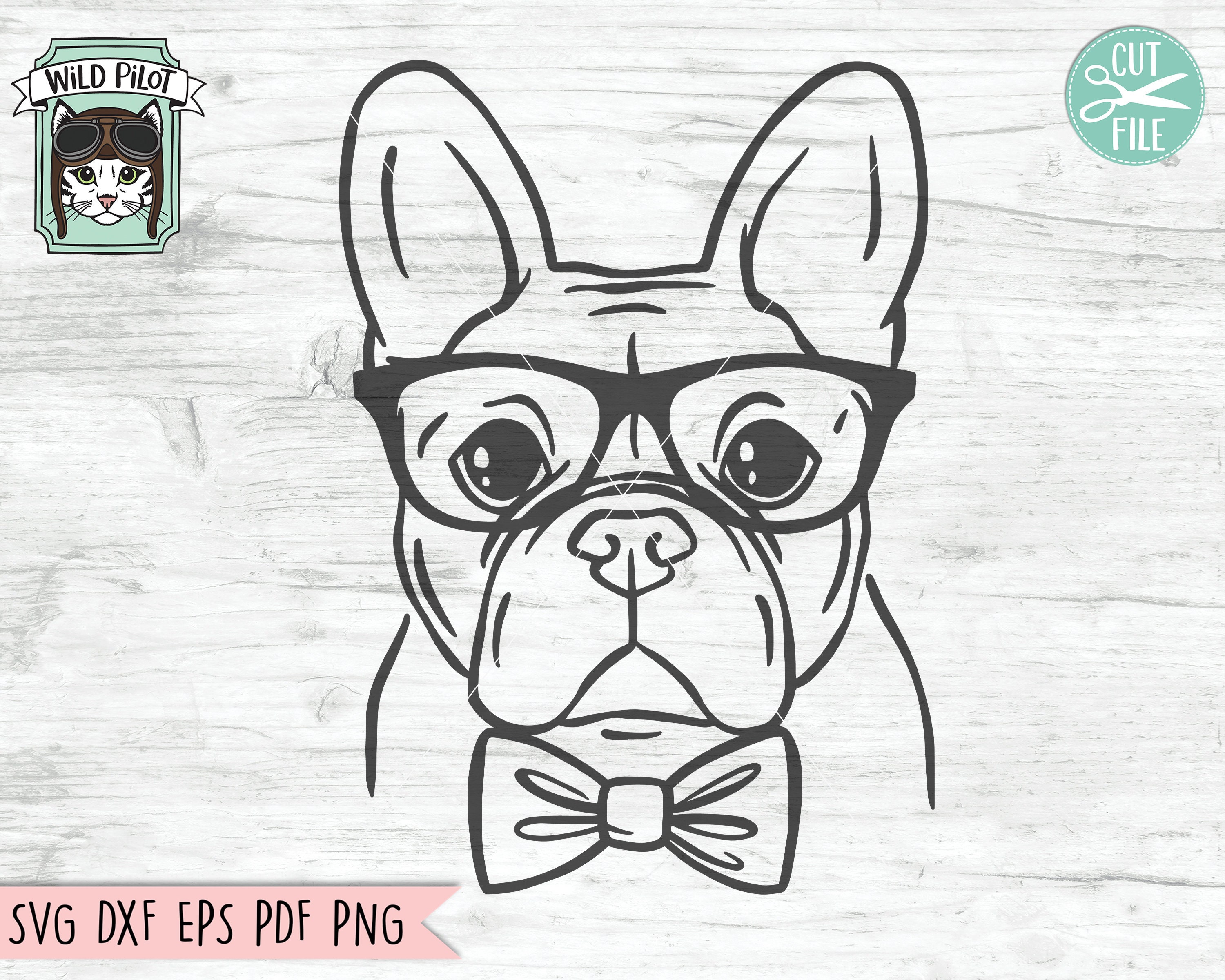 Download French Bulldog svg file Frenchie with Glasses svg Frenchie ...