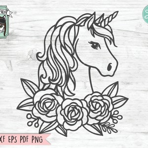 Unicorn SVG File, Unicorn Flowers svg, Unicorn Cut File, Unicorn Clipart, cute unicorn vector, Unicorn Floral svg, Unicorn Flower Border svg