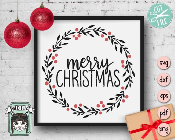 Merry Christmas Sign SVG file, Merry Christmas wreath svg, Christmas cut file, Christmas Decor svg, holly wreath svg, christmas sign stencil