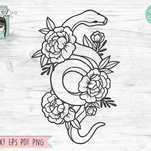 Flower Snake SVG file, Snake with Flowers SVG, Snake cut file, Animal Face, Floral Snake, Snake with Flowers on Head, tattoo svg file