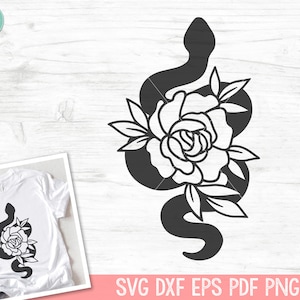 Flower Snake SVG file, Snake with Flowers SVG, Snake cut file, Animal Face, Floral Snake, Snake with Flowers on Head, tattoo svg file
