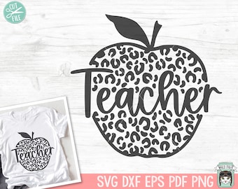 Apple SVG, Teacher Gift svg, Teacher Shirt svg, Teacher svg, Teacher Clipart, Leopard Apple SVG, Back to School, Fall svg, Autumn svg