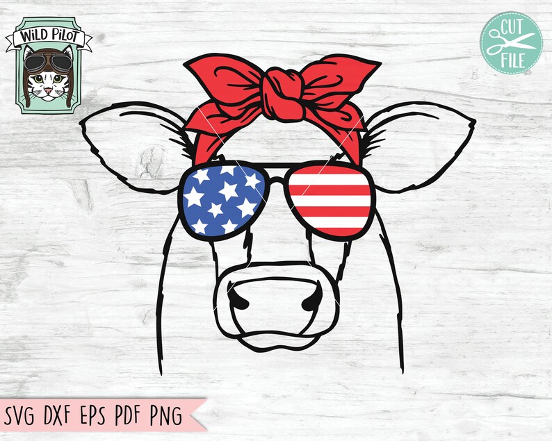 Download July 4th Cow SVG Fourth of July Cow svg file Cow Glasses ...