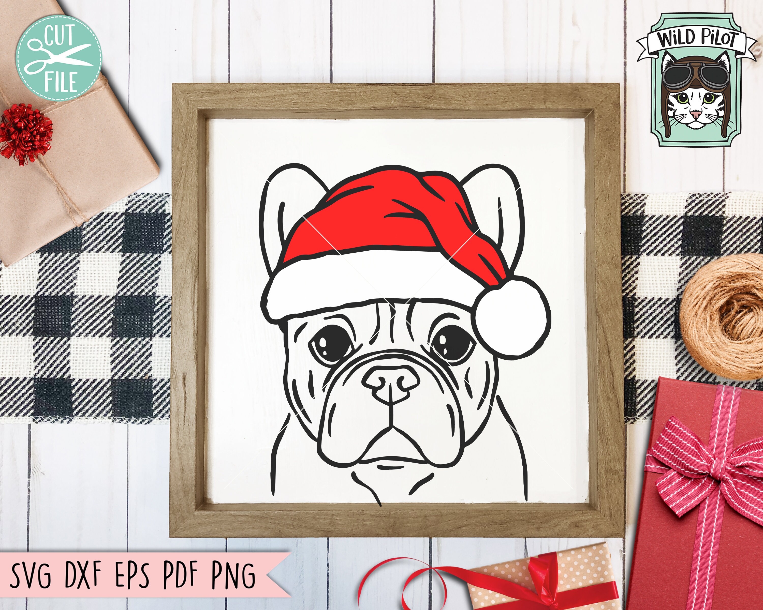 Dog Santa Hat Svg File, Dog With Hat Svg, Christmas Svg File, French ...