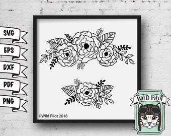 Flowers SVG, pretty flowers clipart, flowers svg file, wedding flowers clip art, svg, dxf, eps, png, cut file, personal and commercial use