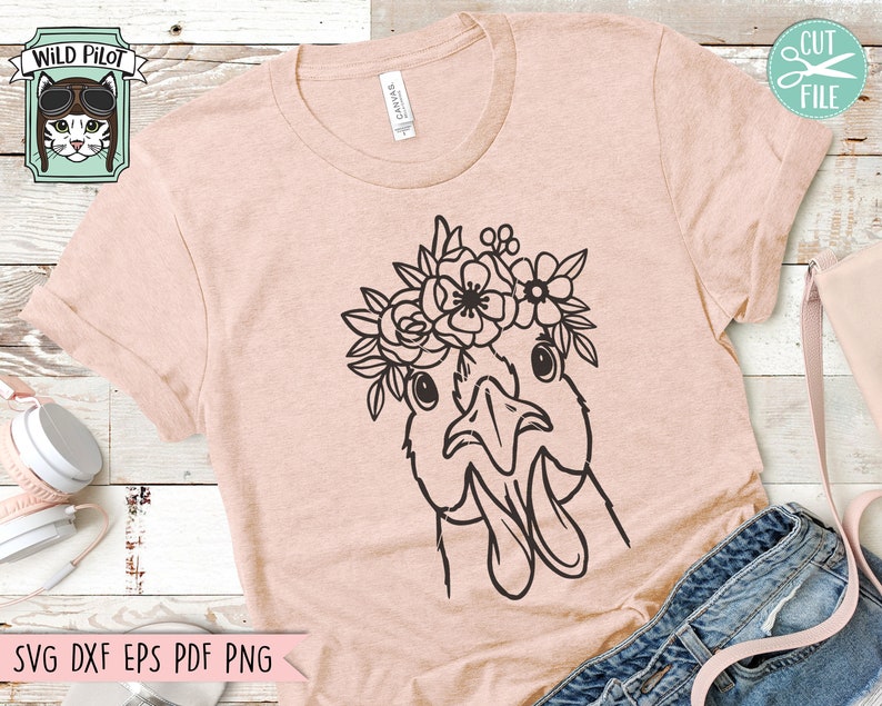 Download Chicken SVG file Chicken with Flower Crown SVG Crazy Chicken | Etsy