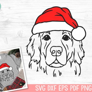 Dog Santa hat svg file, Christmas Dog svg, Golden Retriever svg, Christmas cut file, Christmas Animals, Retriever Santa hat png file