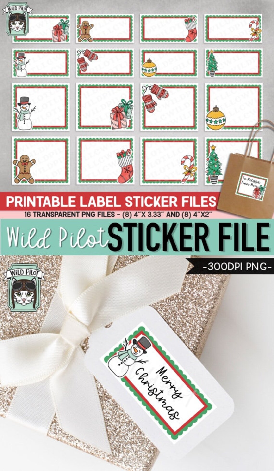 PRINTABLE Christmas Label Sticker Files PNG File Printable - Etsy