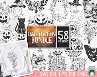 Halloween SVG file Bundle, Jack o Lantern svg, Flower Pumpkin svg, Halloween Book svg, Floral Ghost svg, Flower Ghost, Halloween sign svg