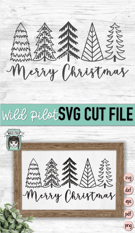 Christmas Trees SVG File Merry Christmas Trees Svg File Row Etsy