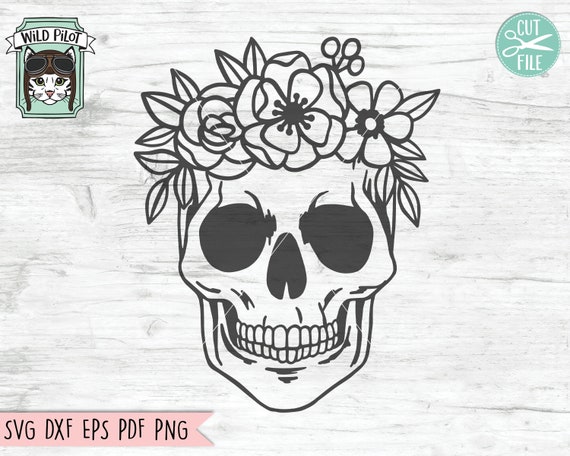 Skull SVG, Flower Skull SVG, Halloween SVG, Skull Cut File, Floral Skull png, Sugar Skull Svg, Skull Flower Crown svg, Gothic svg, Goth svg