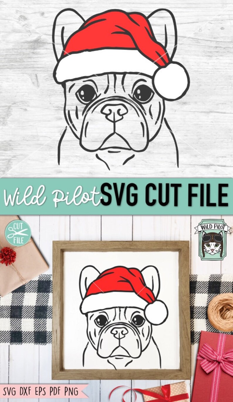 Dog Santa Hat Svg File, Dog With Hat Svg, Christmas Svg File, French ...