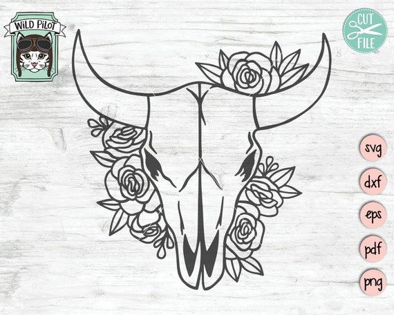 Download Cow Skull With Flowers Svg File