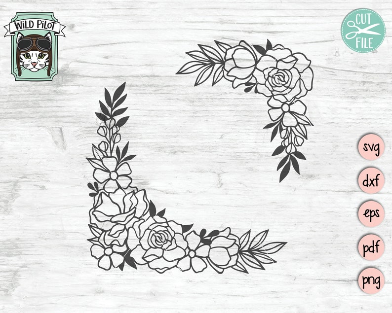 Download Flower SVG Files Flower Border SVG Flower Corner svg Floral | Etsy