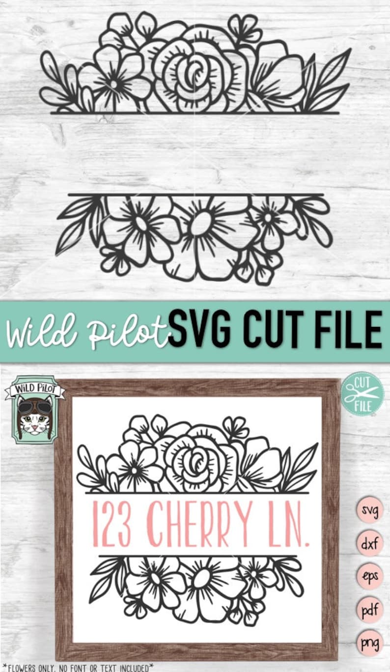 Download Flower Border SVG Flower svg Flower Monogram Split | Etsy
