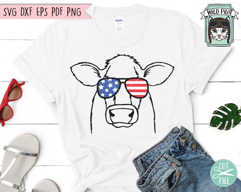 Download July 4th Cow SVG Fourth of July Cow svg file Cow Glasses ...