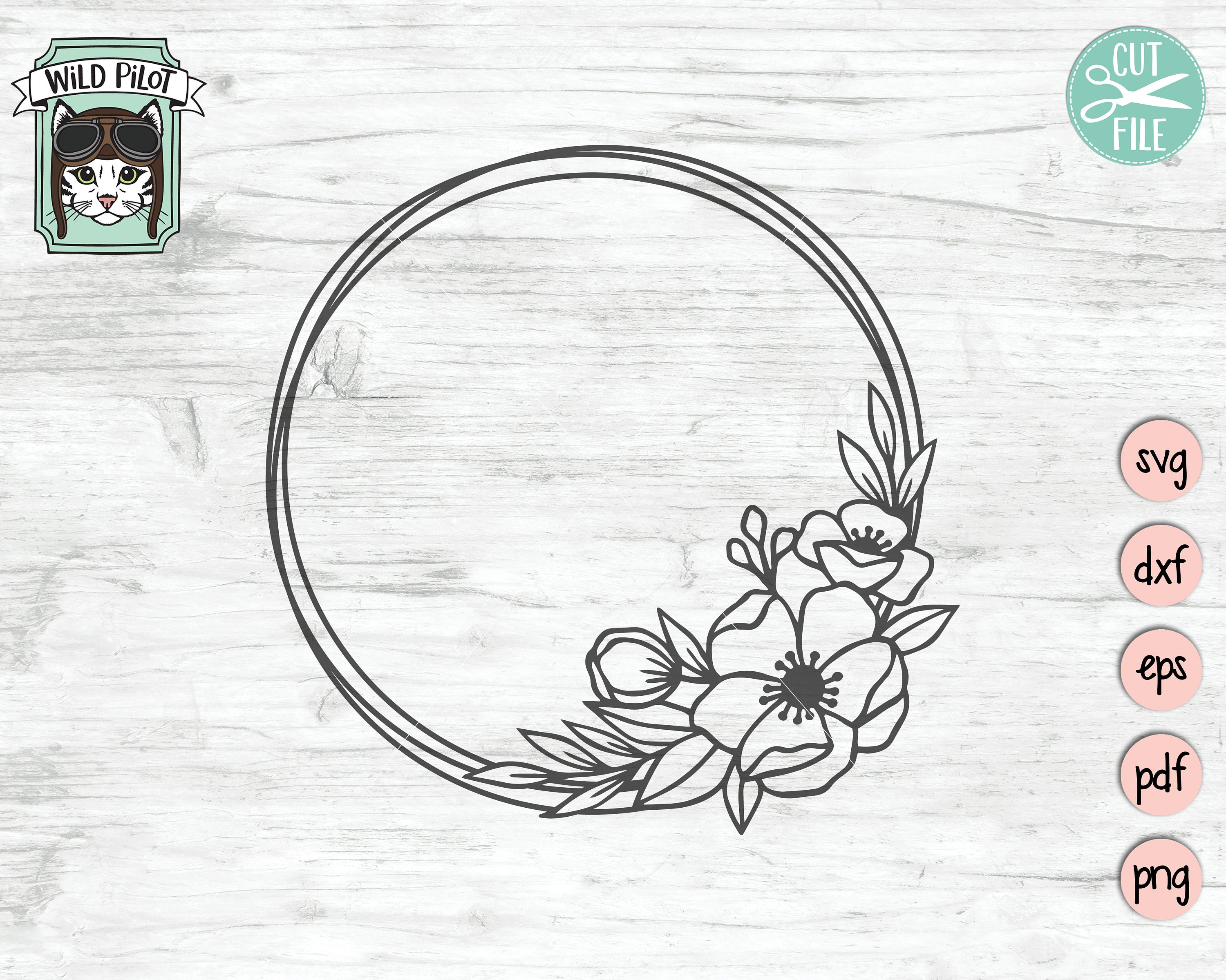 Flower Wreath SVG, Flower monogram svg (380474)