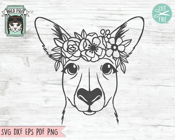 Download Kangaroo Svg File Kangaroo With Flower Crown Svg Kangaroo Etsy