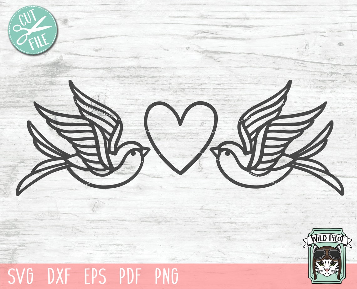 Bird SVG File Bird Heart SVG File Valentines Day Svg | Etsy