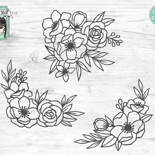 Flower SVG Files Flower Border SVG Flower Corner Svg Floral - Etsy