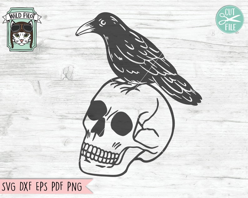 Download Halloween svg file Crow on Skull svg Skull cut file | Etsy