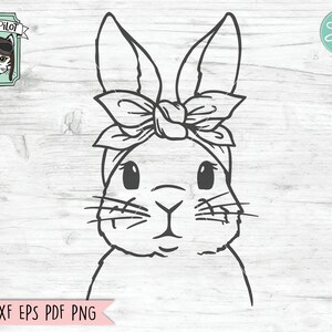 Conejito SVG, Conejito de Pascua SVG, Feliz Pascua svg, Animal con pañuelo svg, Primavera svg, Archivo de corte SVG de conejo, Conejito pañuelo svg, Cara de animal svg