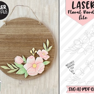 Flower LASER Cut file SVG, Floral LASER File, Single Line Flower Laser Cut file svg, Flower cut file, Floral svg file, Single Line Laser
