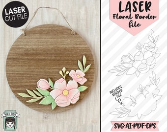 Archivo SVG de corte láser de flores, archivo láser floral, archivo SVG de corte láser de flores de una sola línea, archivo de corte de flores, archivo SVG floral, láser de una sola línea