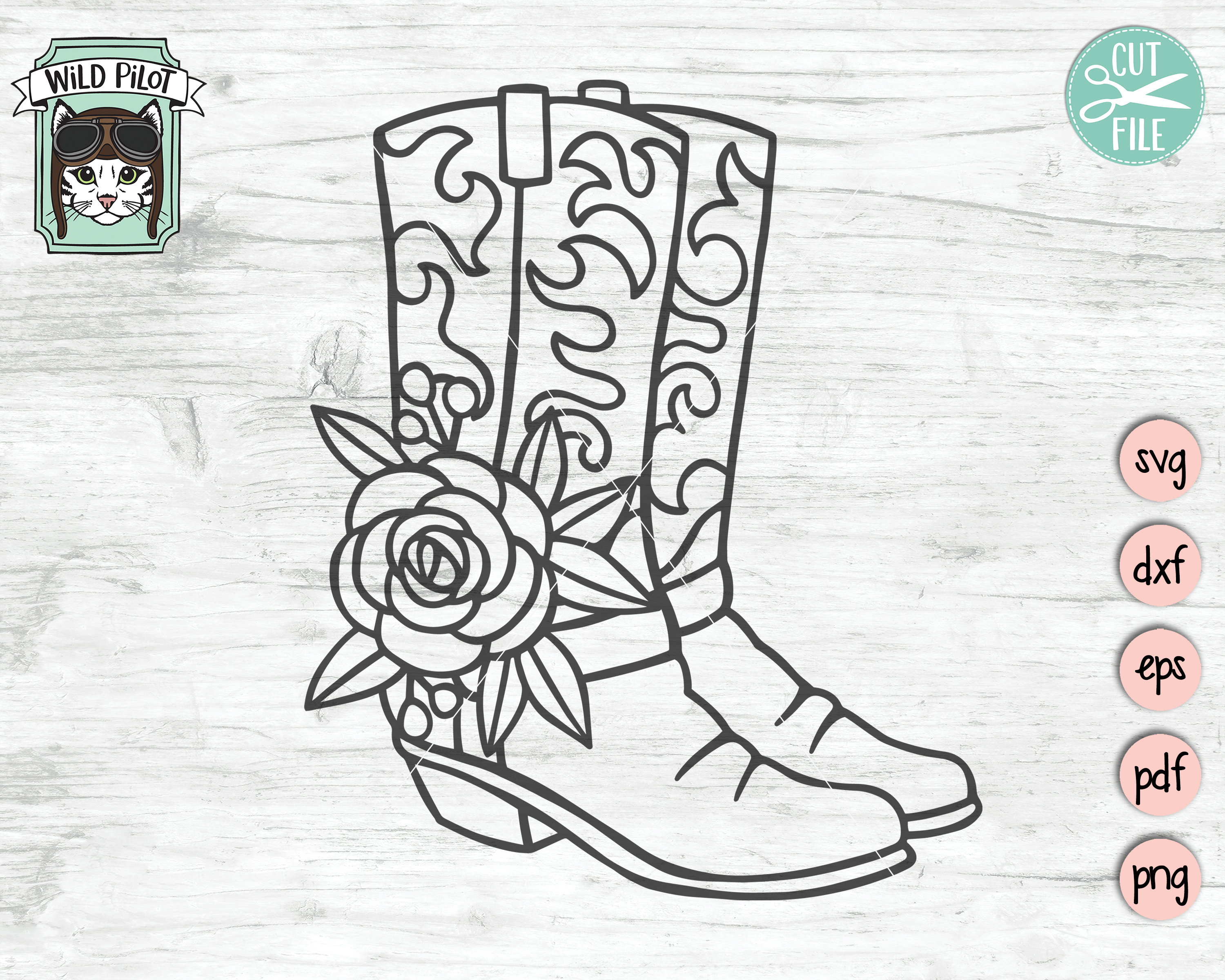 Cowboy Boots SVG File Cowboy Boots With Flowers SVG File Etsy