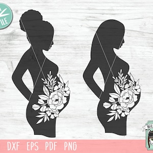 Arquivo SVG de flores para mulher grávida, Gravidez svg, Fertilidade svg, Arquivo de corte de gravidez, Floral, Arquivo svg feminino, Arquivo de corte de mulher, Silhueta