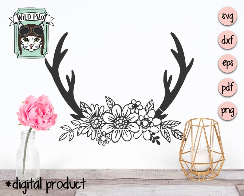 Download Floral Deer Antlers SVG Deer Antlers Flowers svg file ...