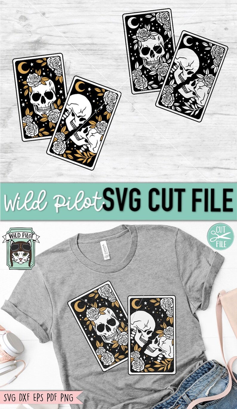 Tarot Card Skull Svg Floral Skull Tarot Svg File Death - Etsy
