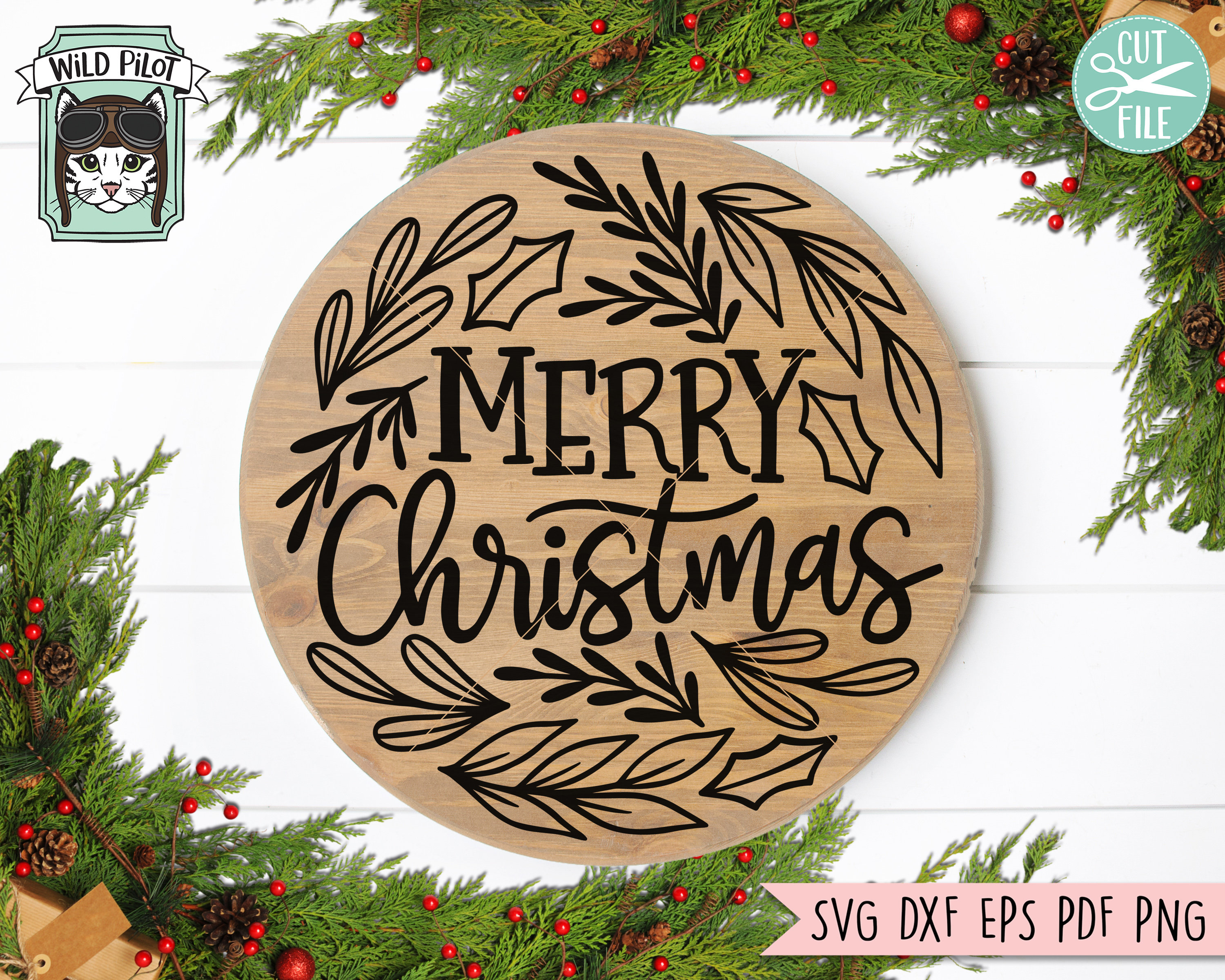 Merry Christmas Sign SVG File, Merry Christmas Cut File, Christmas