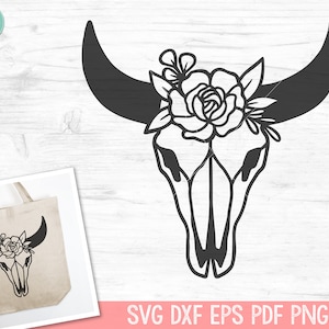 Cow Skull Flowers SVG, Cow Skull Floral SVG, Bull Skull Floral SVG, Bull Skull Flower svg, Southwest svg, Boho svg, Longhorn svg, Bohemian