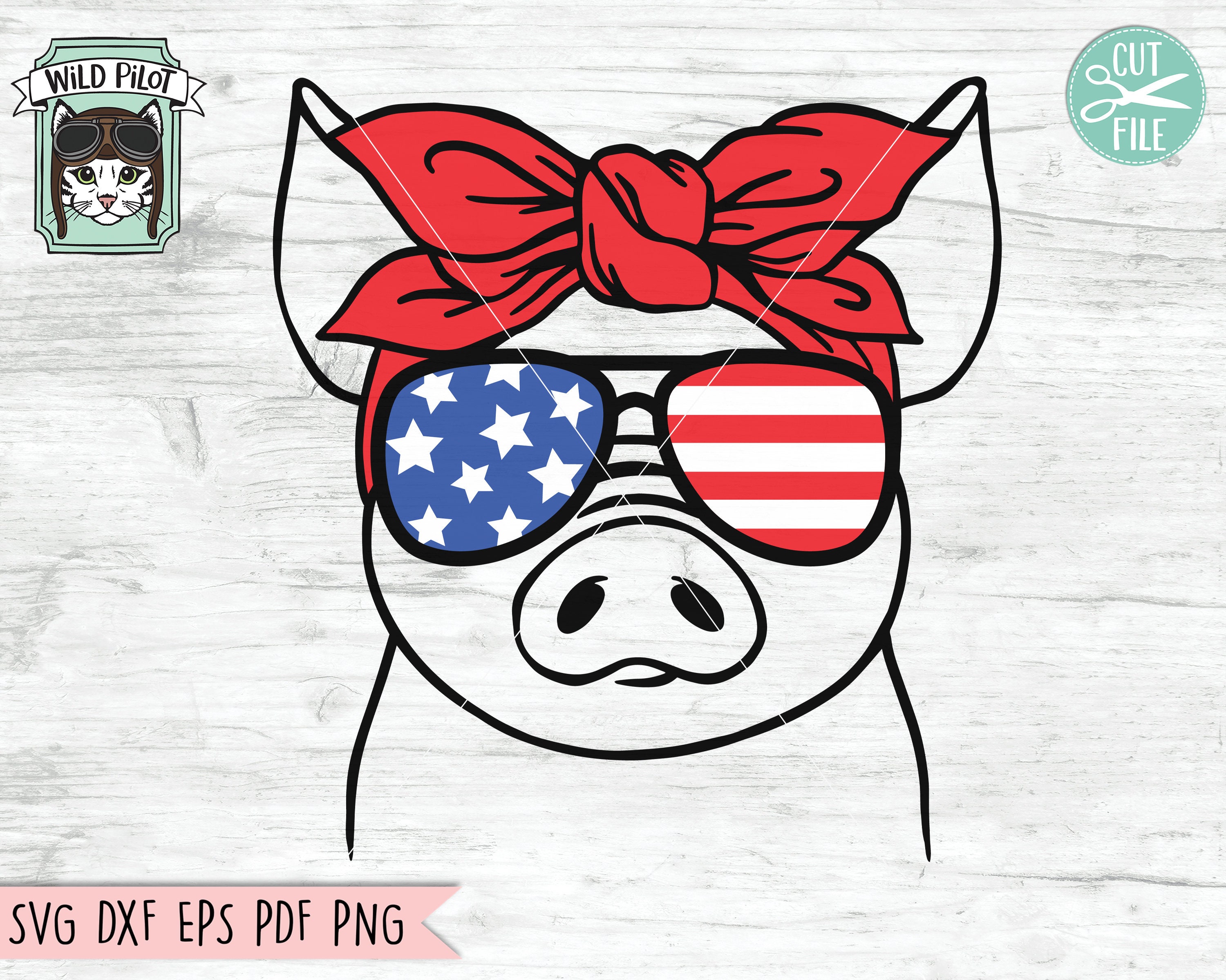 Download July 4th Pig SVG Fourth of July Pig svg file Pig Glasses ...