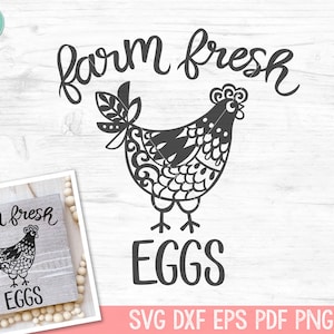 Chicken SVG, Farm Fresh Eggs svg, Farm Fresh Eggs clip art, cut file, Farm svg, farm cut file, farm chicken svg