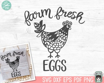 Chicken SVG, Farm Fresh Eggs svg, Farm Fresh Eggs clip art, cut file, Farm svg, farm cut file, farm chicken svg