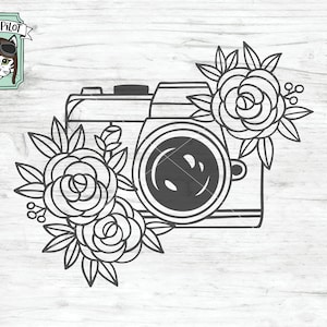 Floral Camera SVG file, Flower Camera cut file, Photography SVG file, Photographer SVG file, Camera with Flowers svg cut file