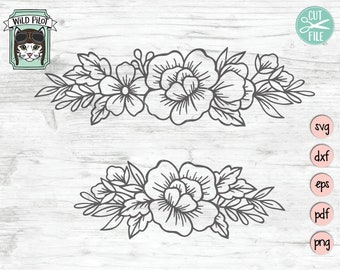 Flower SVG Files, Flower Border SVG, Floral SVG files, Flower cut file, Flower Frame, Floral, Floral Cut file, Wedding Sign, Wedding Flowers