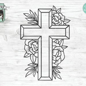 Cross SVG Cut File, Religious SVG Cut File, Easter SVG Cut File, Faith svg Cut File, Christian svg Cut File, Catholic svg, Flower svg file