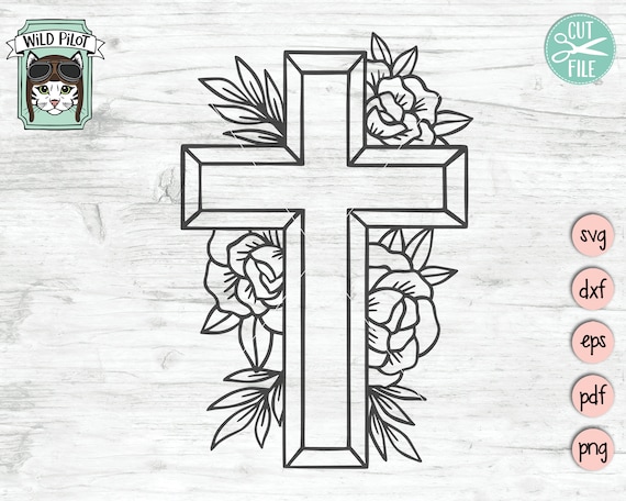 Flower Cross SVG Religious svg Floral Cross SVG file Flower | Etsy