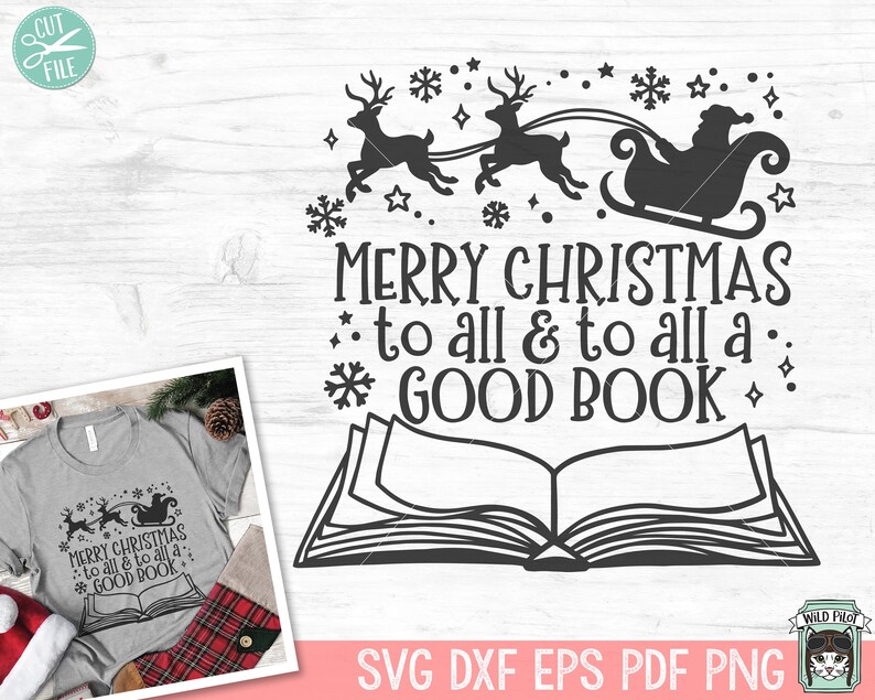 Christmas Book Lover SVG Merry Christmas to All and to All a - Etsy