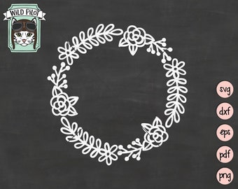 Krans SVG bestand, Bloemenkrans svg, Laurier blad krans clip kunst, Monogram krans vector, Krans gesneden bestand, laurier Krans svg