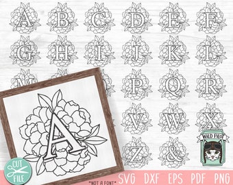 Floral Monogram Alphabet SVG, Flower Letters svg, Floral Letters svg, Flower Alphabet cut file, Floral Alphabet Cut file, Monogram svg
