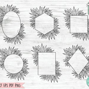 Puede incluir: Conjunto de seis contornos de marcos florales en blanco y negro. Los marcos son de diferentes formas, incluyendo ovalado, hexágono, cuadrado y diamante. Los marcos son perfectos para agregar un toque de elegancia a tus diseños.
