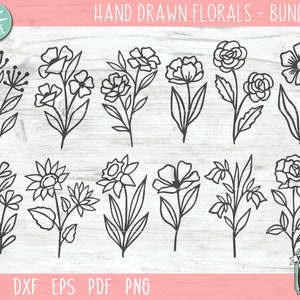 Flower Bundle SVG, Flower Doodles SVG Files, Floral Bundle Svg, Flower ...